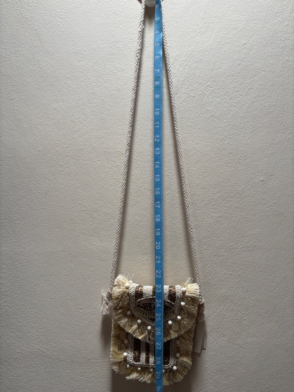 Antik Kraft Boho Fringe Crossbody Bag in Cream and Brown - Picture 5 of 9